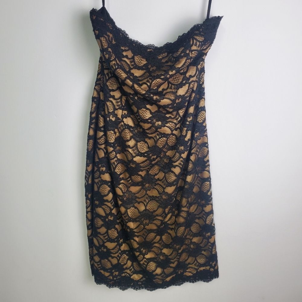 Vintage Jones New York Lace Bodycon Strapless Mini Dress Size 6